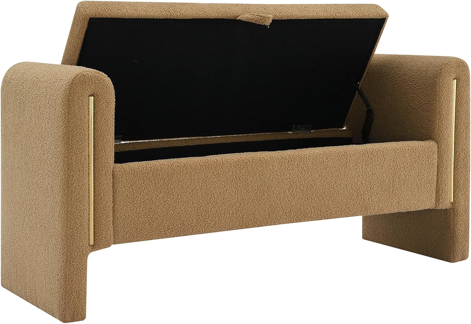 Modern Teddy Bed End Bench with Arms and Storage,Upholstered Large Foot Rest Stool, Comfy Window Vanity Bench for Living Room,Bedroom,Dorm,Coffee Table,Teddy Coffee