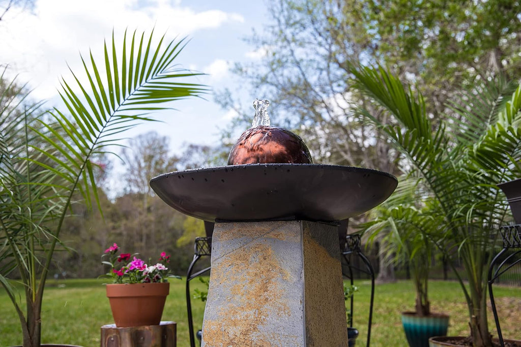 Kenroy Home 51037SL Orb Outdoor Floor Fountain with Copper Finish, Modern Style, 35.5' Height, 20' Width, 20' Depth
