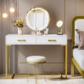 Tribesigns Vanity Desk with 2 Drawers, White and Gold Small Makeup Vanity, Modern Vanity Table Dressing Desk for Women Girls Gifts (Without Mirror)