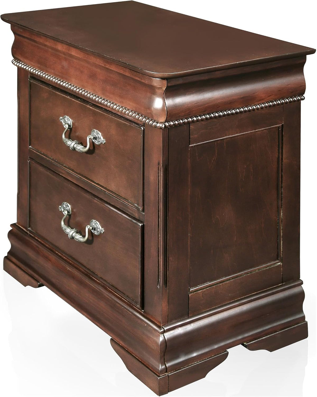 Furniture of America FOA Ruben 2pc Cherry Solid Wood Panel Bedroom Set - Cal King + Nightstand