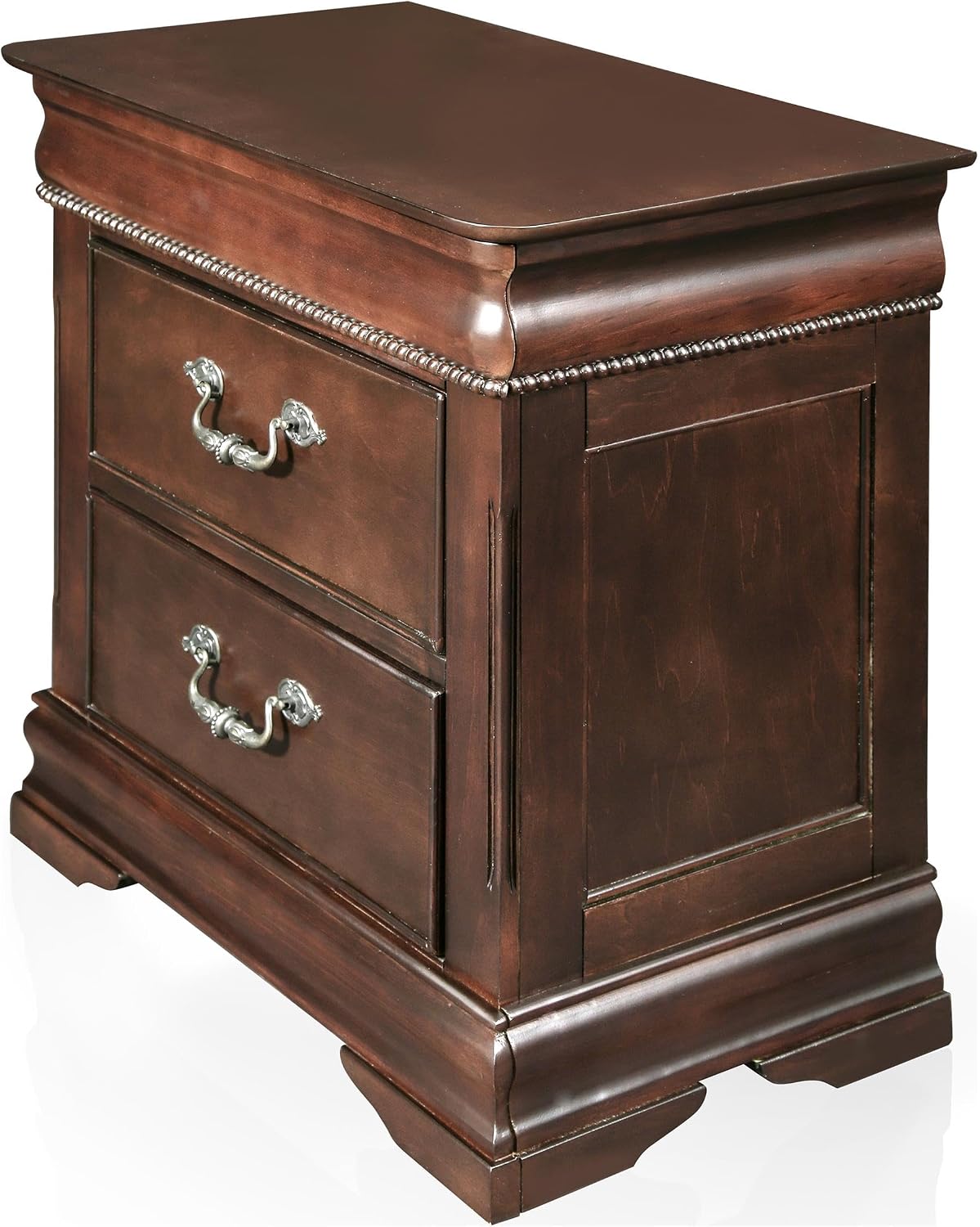 Furniture of America FOA Ruben 2pc Cherry Solid Wood Panel Bedroom Set - Cal King + Nightstand