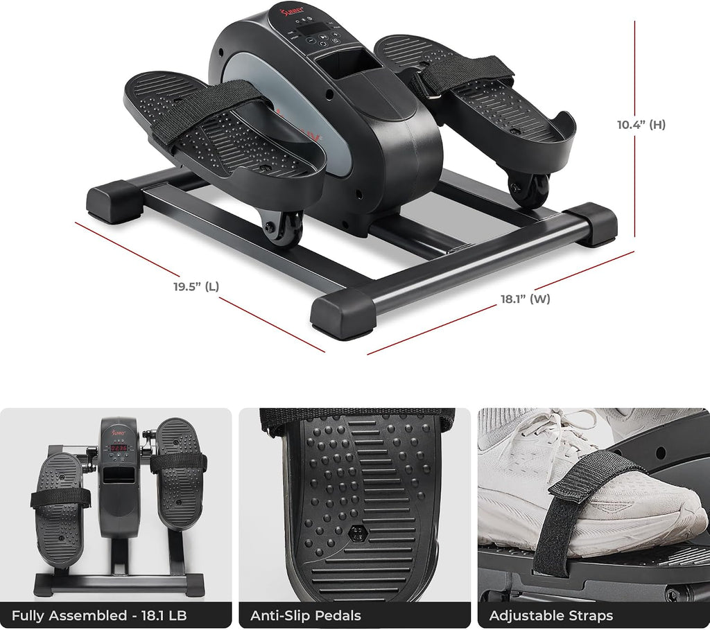 Sunny Health & Fitness Under Desk Pedal Elliptical Machine, Adjustable Resistance Leg Exerciser Office Home Workout While Sitting for Seniors