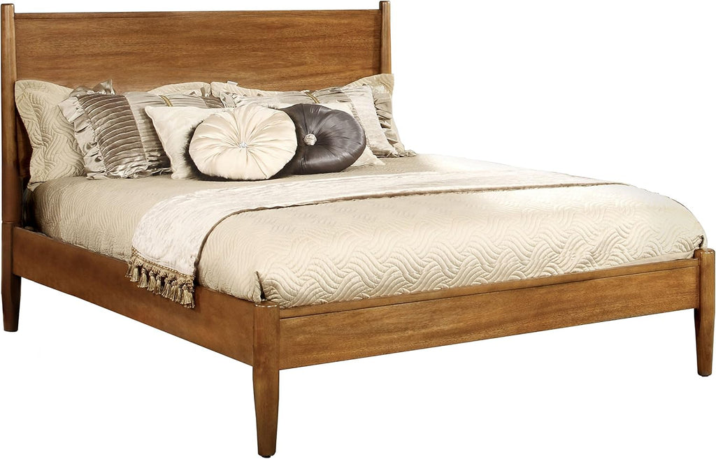 HOMES: Inside + Out Debonaze Mid-Century Modern Queen 4-Piece Bedroom Set, Oak