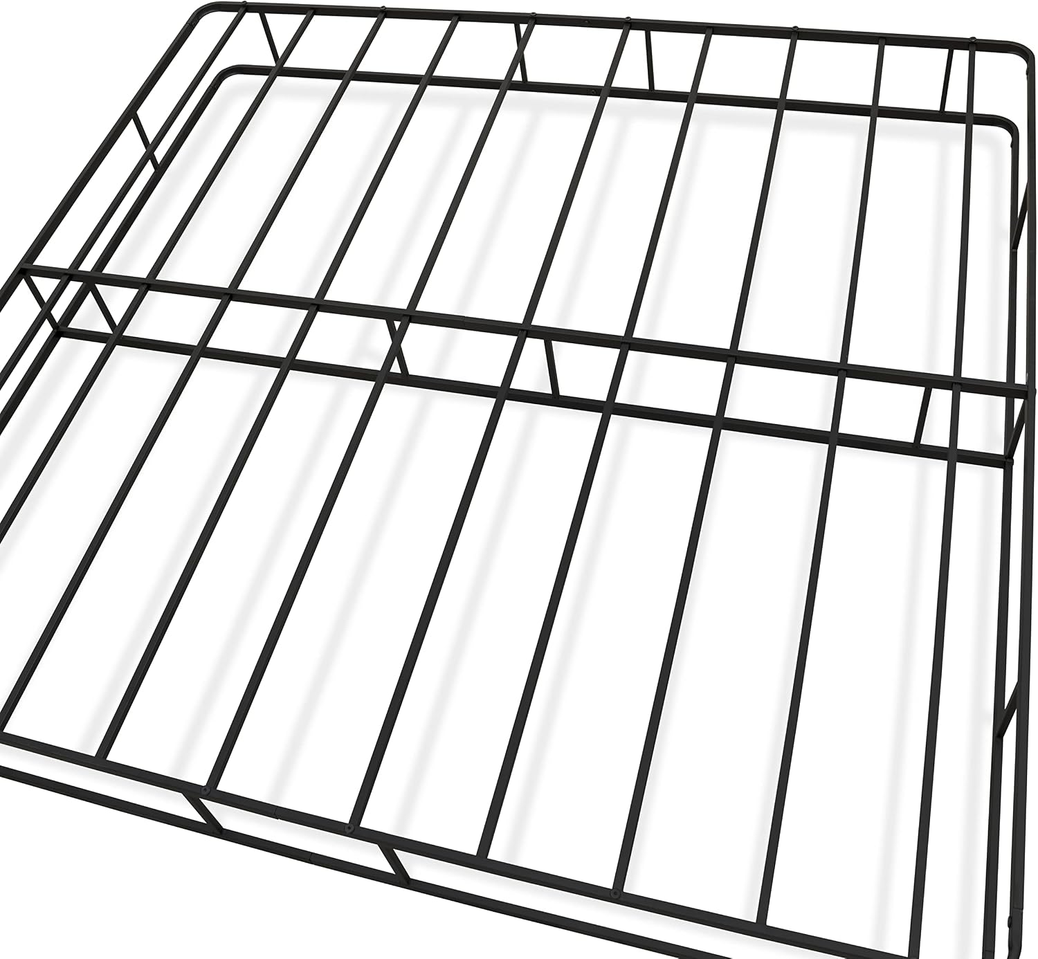 EAST WEST FURNITURE - DHKBBLK - Dothan Metal King Bed Frame with Magnificent Design Headboard and Footboard - Premium Metal Frame in Powder Coating Black