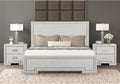 Furniture of America Babsi Modern Wood 3-Piece Bedroom Set with Greek Key Pull, USB Chargers on Nightstand, Felt-Lined Top & Cedarwood-Lined Bottom Drawers, Box Spring Needed, King, Rustic White