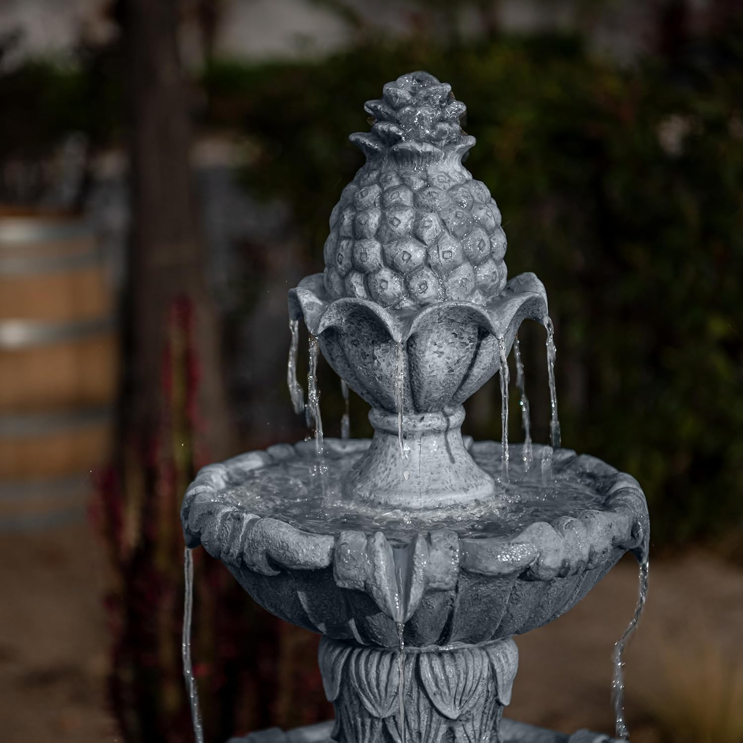 XBrand 58.3' 3-Tier Outdoor Freestanding Water Fountain - Classic Leaf Design, White Resin, Large Bird Bath with Pump - Ideal for Yard, Lawn and Garden, Porch Décor
