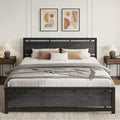 LIKIMIO California King Bed Frame with Headboard and Footboard, Metal Strong Supports, Easy Assembly, Noise-Free, No Box Spring Needed, Charcoal Grey