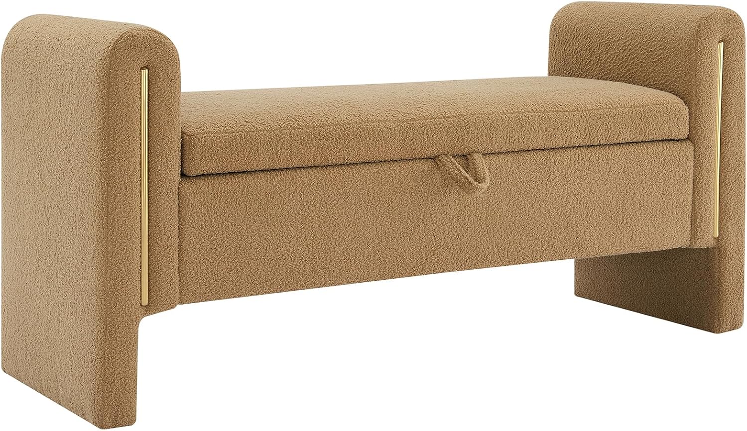Modern Teddy Bed End Bench with Arms and Storage,Upholstered Large Foot Rest Stool, Comfy Window Vanity Bench for Living Room,Bedroom,Dorm,Coffee Table,Teddy Coffee