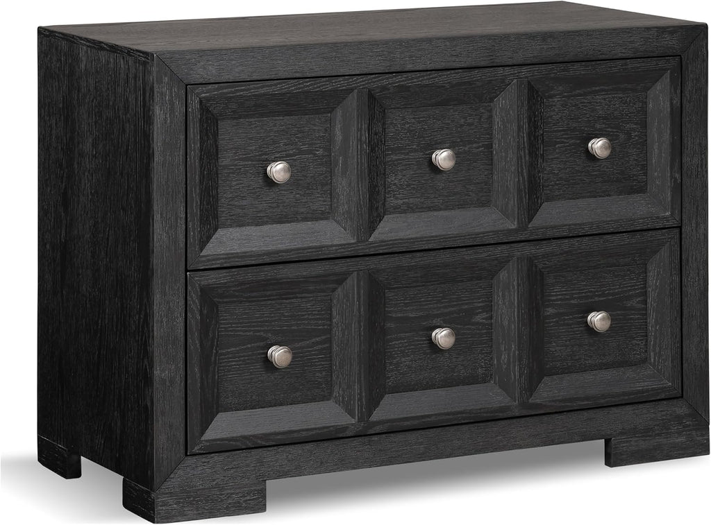Furniture of America Dannen Modern Solid Wood 3-Piece Bedroom Set with Oversized Nightstand, Cedarwood-Lined Bottom and Felt-Lined Top Drawers, Box Spring Needed, Queen, Weathered Black