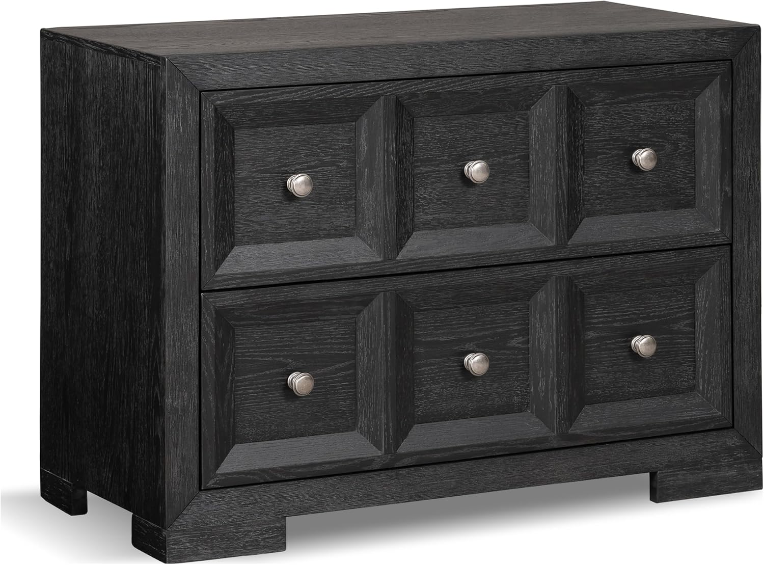 Furniture of America Dannen Modern Solid Wood 3-Piece Bedroom Set with Oversized Nightstand, Cedarwood-Lined Bottom and Felt-Lined Top Drawers, Box Spring Needed, Queen, Weathered Black