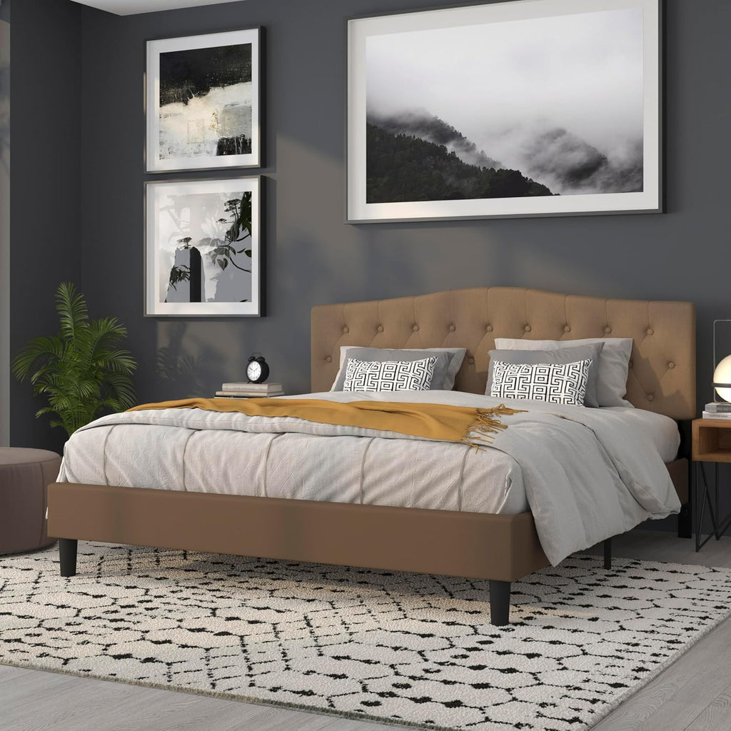 Flash Furniture Cambridge Tufted Upholstered King Size Headboard in Dark Brown Fabric
