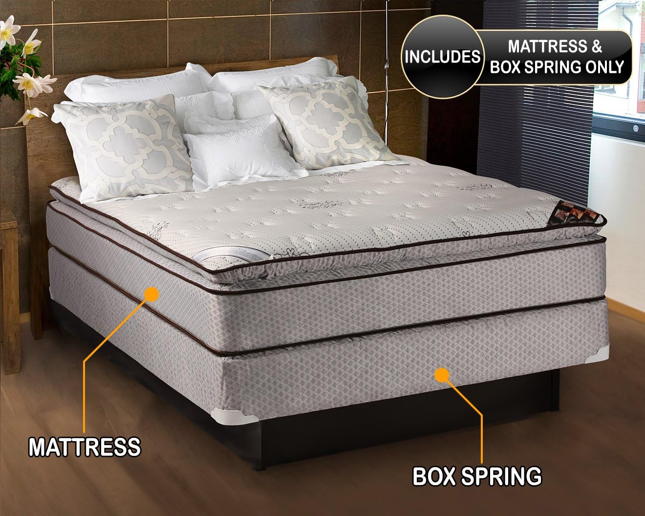 Dream Solutions USA DS USA Spinal Dream Plush PillowTop Eurotop Mattress Set with Metal Bed Frame - Orthopedic, Great for Your Back, Longlasting Comfort (Twin 39'x75'x12')