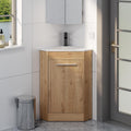 eclife 26' Corner Bathroom Vanity Sink Combo for Small Space Freestanding Storage Cabinet with White Resin Sink and Matte Black Faucet, Natural