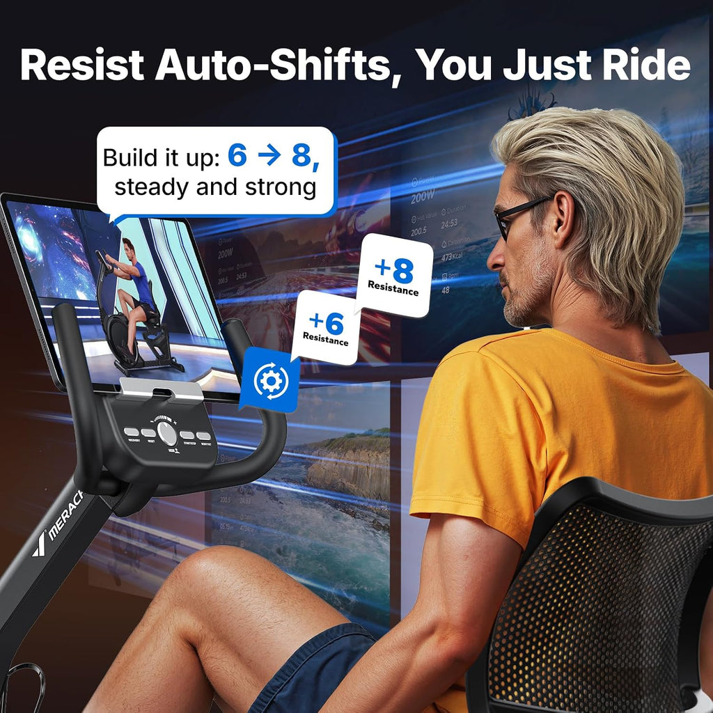 MERACH Recumbent Exercise Bikes for home, Light Commercial High-end Recumbent Bike for Seniors Adults, Magnetic Recumbent Exercise Bike with Smart Bluetooth and Exclusive App, LCD, Heart Rate Handle