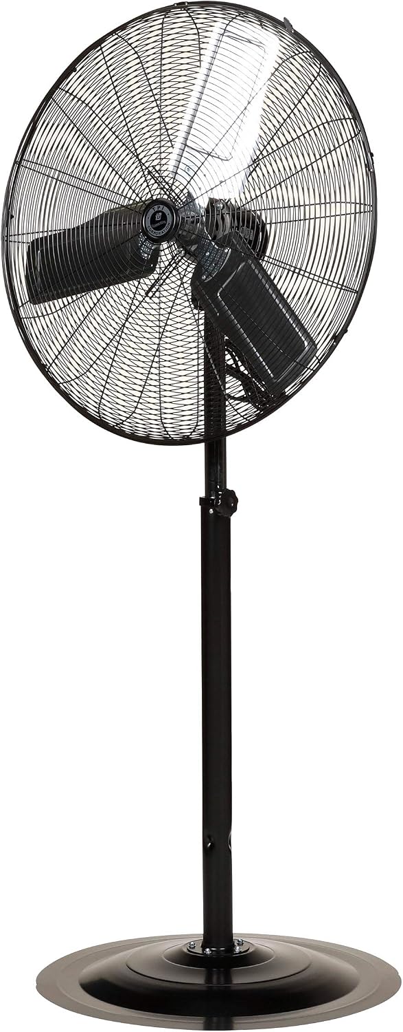 TPI Corporation CACU30-PO-HD Commercial Heavy Duty Oscillating Fan, Unassembled w/Pedestal Kit, 30' Blade Diameter, 3 Speed 1/3 HP Motor, 9' Cordset, Black