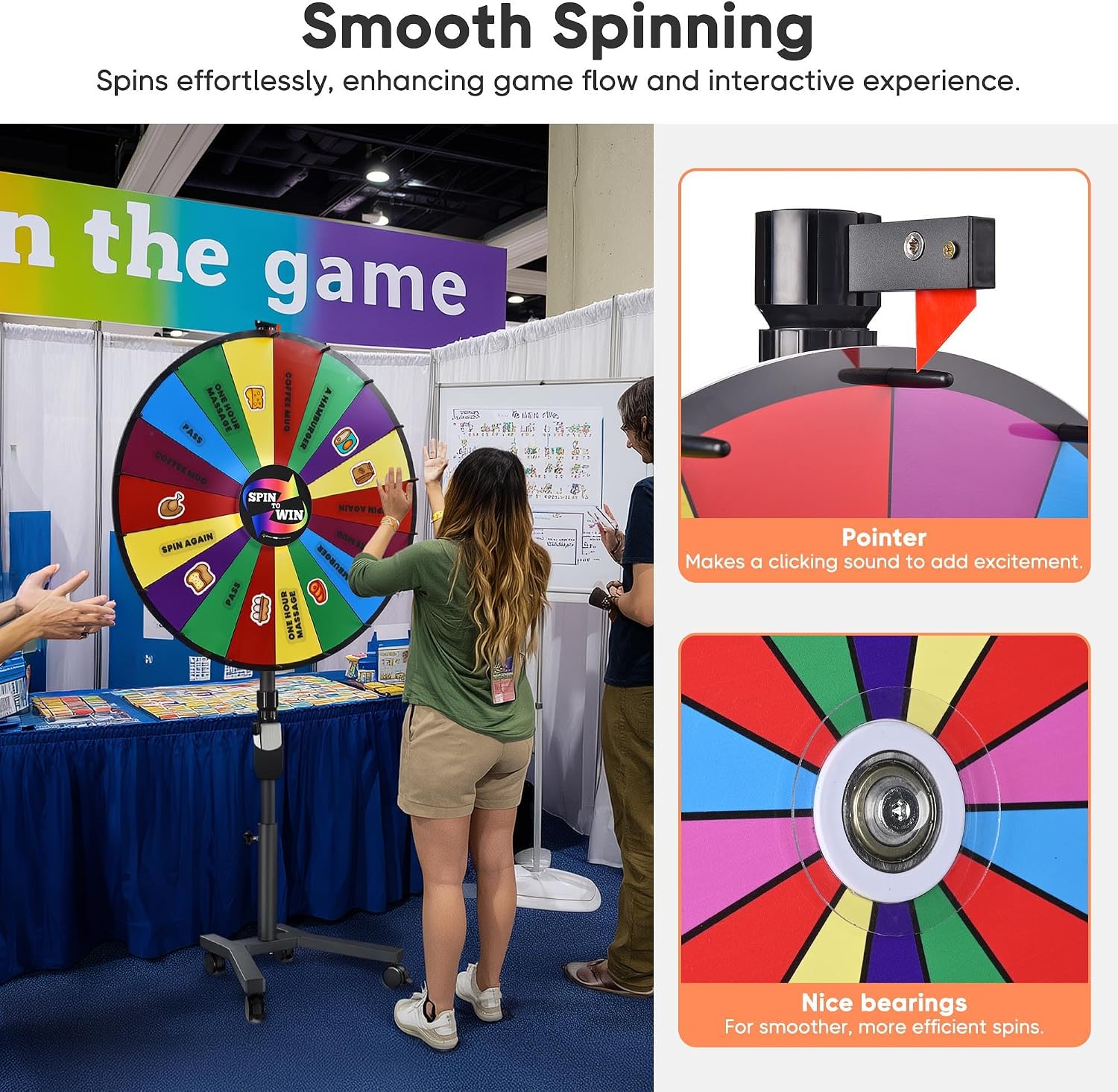 WinSpin 36' 3in1 Prize Wheel with Mobile Base Spinning Raffle Trade Show Market