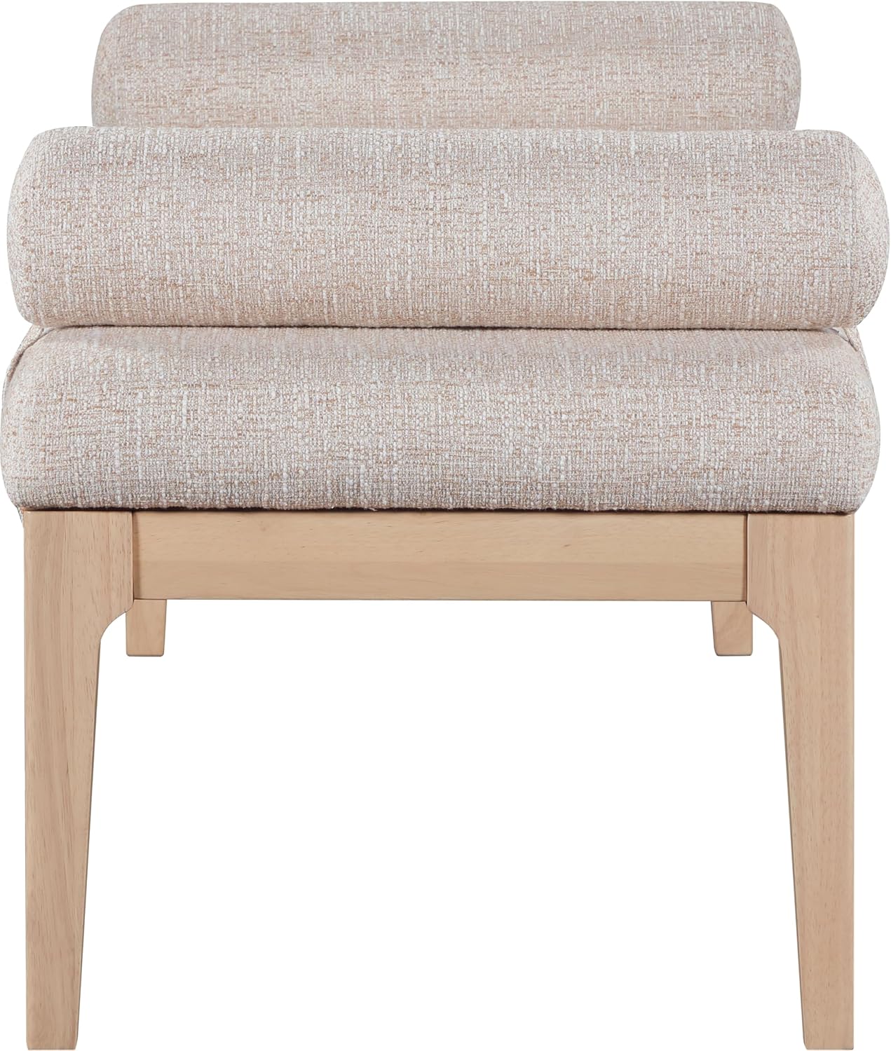 Meridian Furniture 22072Beige Priscilla Collection Art Deco Bench with Rich Linen Textured Interwoven Polyester Fabric, Light Brown and Cream Weave, Finished Solid Wood, 52' W x 22' D x 23.5' H, Beige