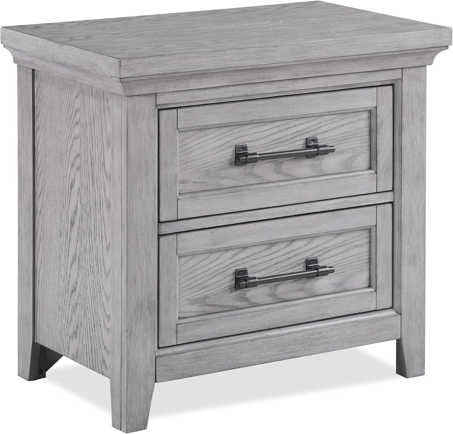 3pc Light Gray Finish King Size Panel Built-in Bench Bed Set Bedroom Solid Wood Furniture