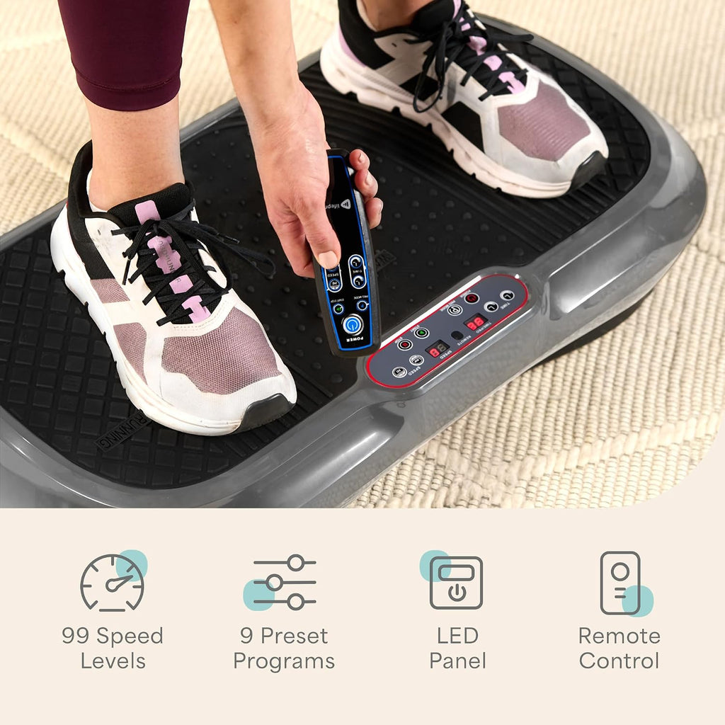 Lifepro Waver Vibration Plate Exercise Machine – High-Intensity Vibration Plate for Lymphatic Drainage – Full-Body Workout Vibrating Platform with Loop Bands – Fitness Equipment for Strength & Toning