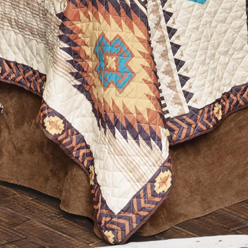 BLACK FOREST DECOR Sunrise Canyon Queen Quilt Set - Cotton and, Lightweight, Machine Washable, Southwestern Quilt with Tribal Patterns, Includes Quilt & Shams, 90' W x 90' L