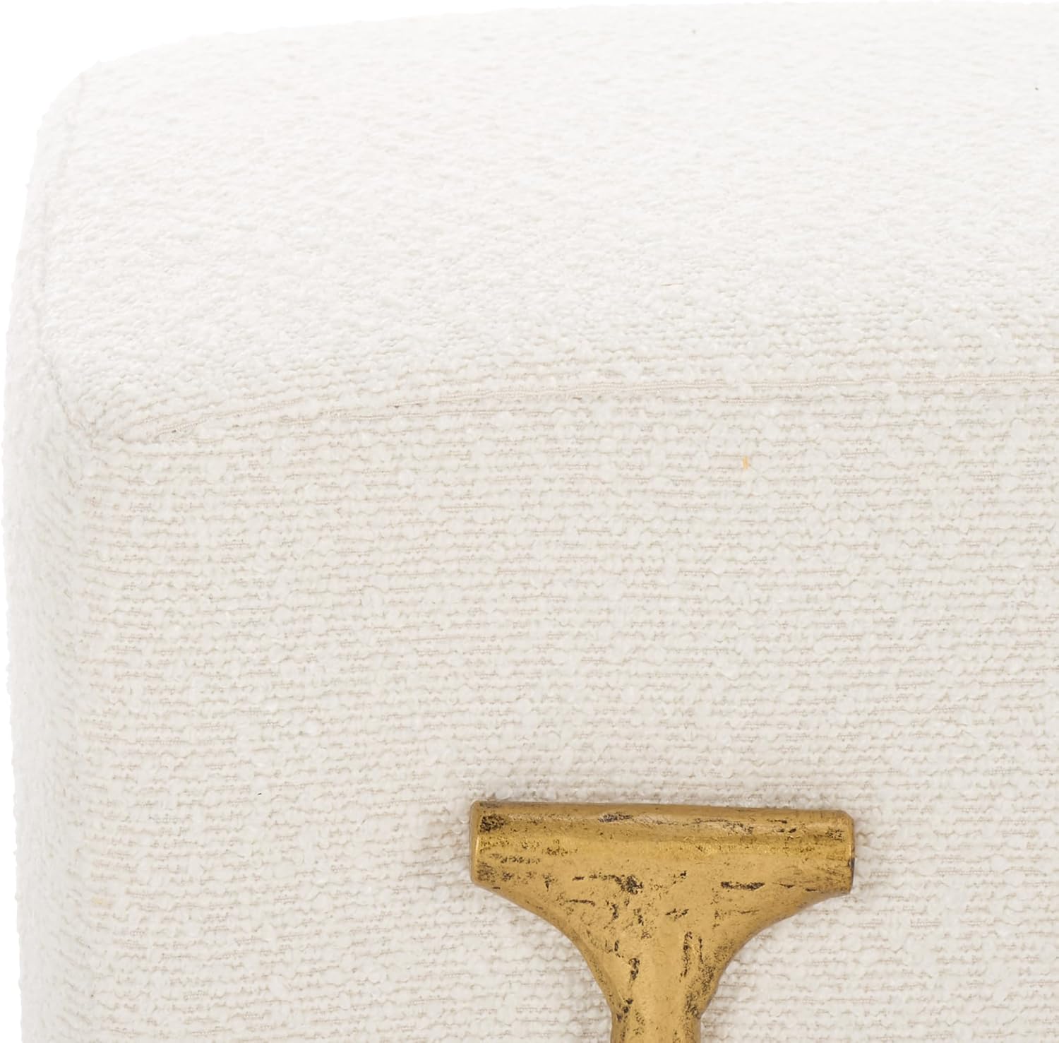 SAFAVIEH Couture Collection Jessa Glam Ivory Boucle & Brass Bench