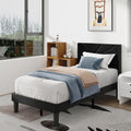 Twin Size Bed Frames with Upholstered Wingback Headboard, Easy Assemnly Platform Bed and Heavy Duty Wooden Slats Support, Noise-Free, No Box Spring Needed (Black, Twin)