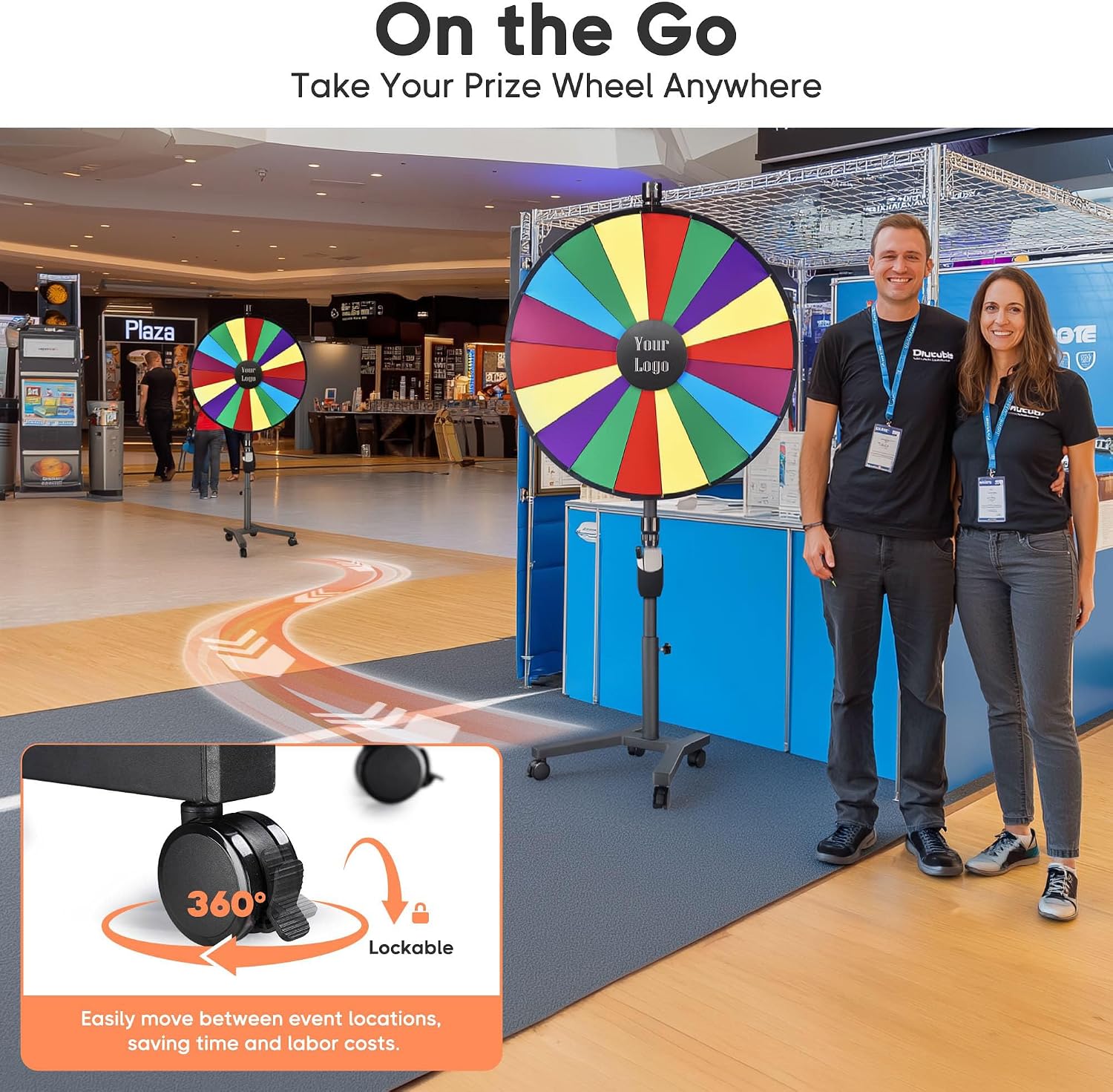 WinSpin 36' 3in1 Prize Wheel with Mobile Base Custom Center Trade Show Market