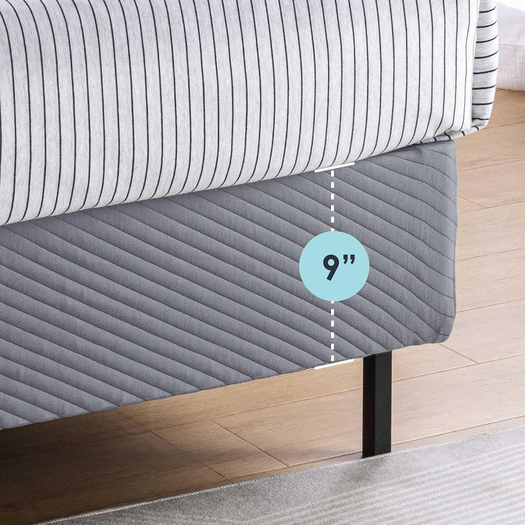 Best Price Mattress Twin Box Spring, 9' High Profile with Heavy Duty Steel Slat Mattress Foundation Fits Standard Bed Frame, Twin Size