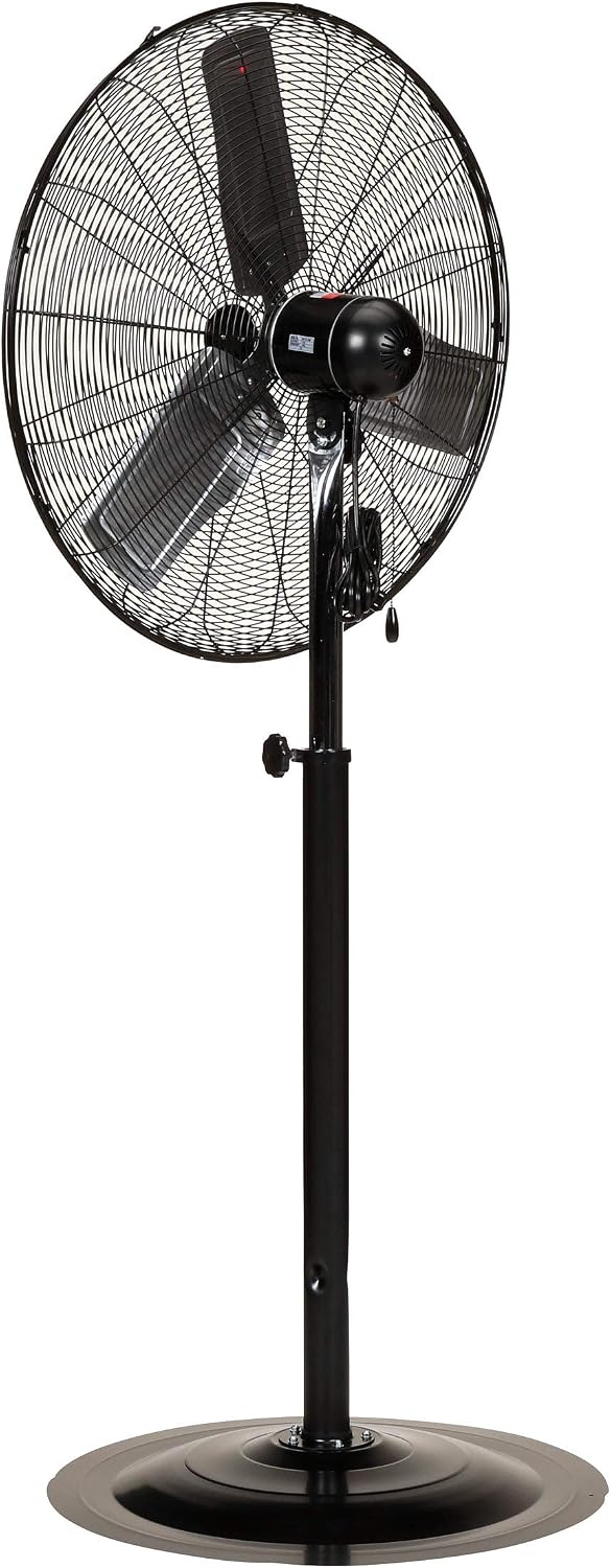 TPI Corporation CACU30-PO-HD Commercial Heavy Duty Oscillating Fan, Unassembled w/Pedestal Kit, 30' Blade Diameter, 3 Speed 1/3 HP Motor, 9' Cordset, Black