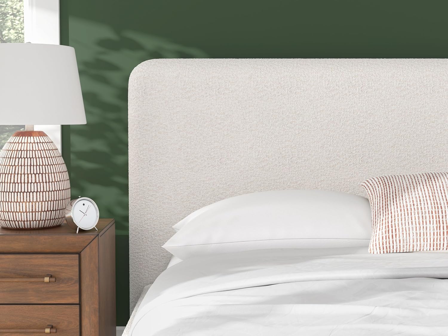 Signature Design by Ashley Whittgate Casual Stain Resistant King Upholstered Panel Bed, Solid Wood Blocking and Reinforced Side Rails for Added Strength, Foundation or Box Spring Needed, Beige