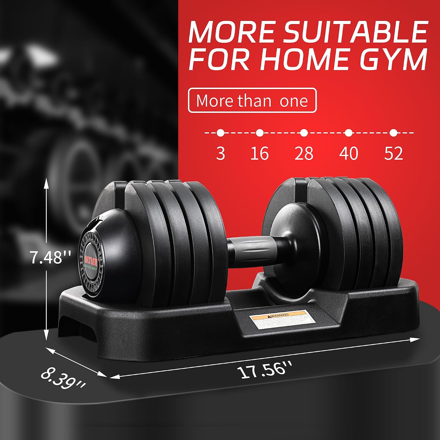 ALTLER 22LBS/25LBS/52LBS Single/Pair Adjustable Dumbbells Set Premium Rubber Coated Dumbbell Set with Secure Locking Mechanism for Safe & Customizable Strength Training