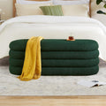 Busaurus Storage Ottoman Bench 49.2 Inch Upholstered Fabric Storage Bench for Bedroom End of Bed Aesthetic Large Oval Ottoman for Living Room(Dark Green)