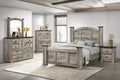 Generic Rustic Gray Poster King Size 6pc Panel Bed Set Storage Wooden Master Bedroom Furniture, Grey