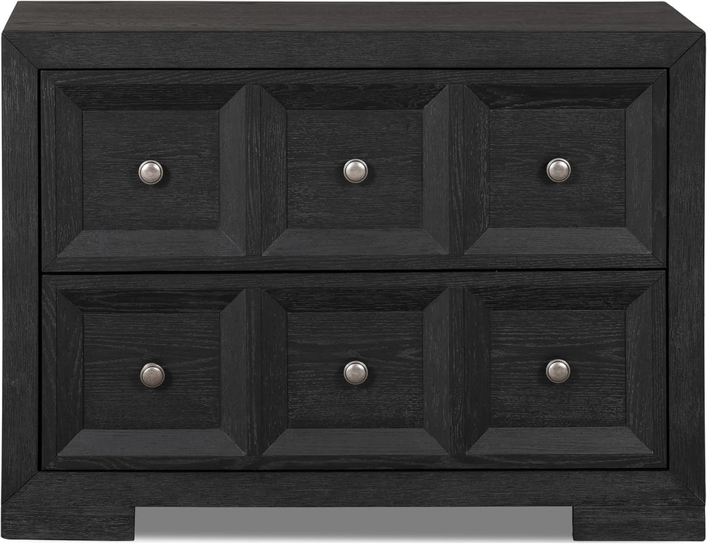 Furniture of America Dannen Modern Solid Wood 3-Piece Bedroom Set with Oversized Nightstand, Cedarwood-Lined Bottom and Felt-Lined Top Drawers, Box Spring Needed, Queen, Weathered Black