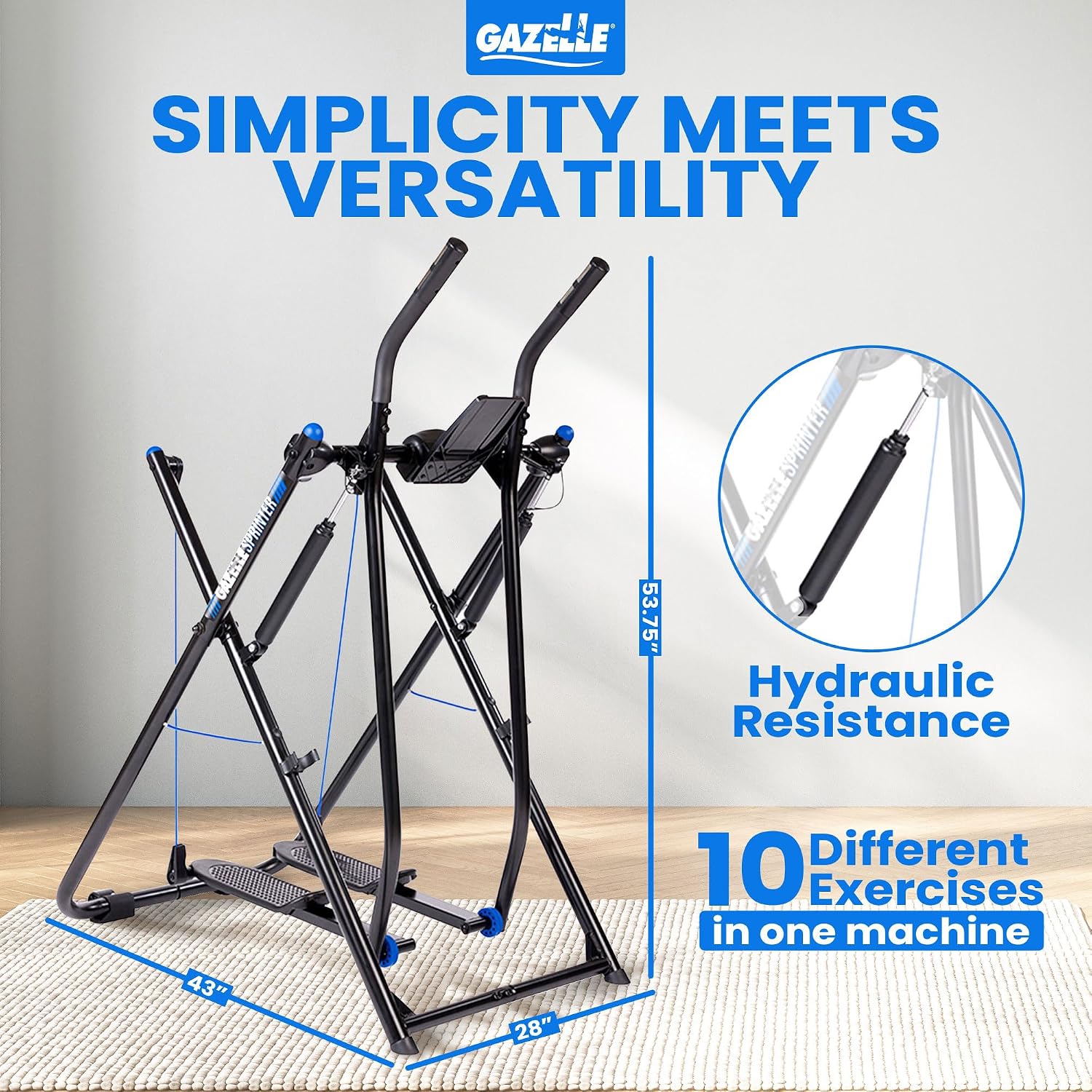 Gazelle Glider Elliptical Hybrid Exercise Machine Plate for Home Gym, Pacer or Sprinter Model - Low-Impact Cardio & Strength Training