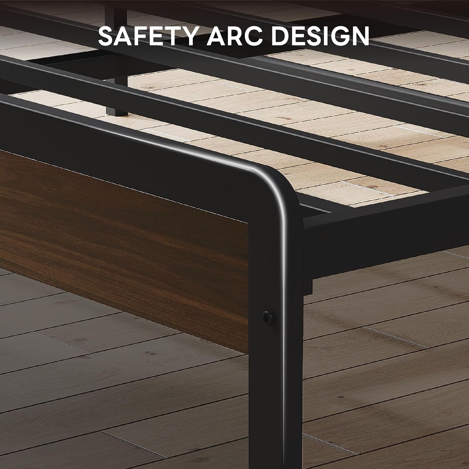LIKIMIO California King Bed Frame with Headboard, Dark Wood Camas California King with Strong Supports, Sturdy, Noise-Free, No Box Spring Needed, Dark Walnut