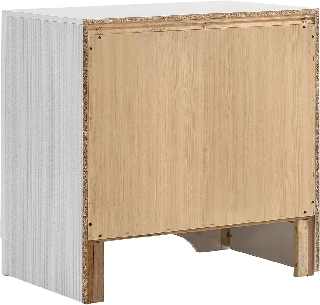 Coaster Home Furnishings Miranda Contemporary 4-Piece Bedroom Set Fabric Upholstered California King Size Panel Bed Frame 54-inch Headboard White 205110KW-S4
