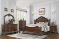 Traditional Style 5 Pc King Bedroom Set with Intricate Wood Carvings Made with Wood in Walnut