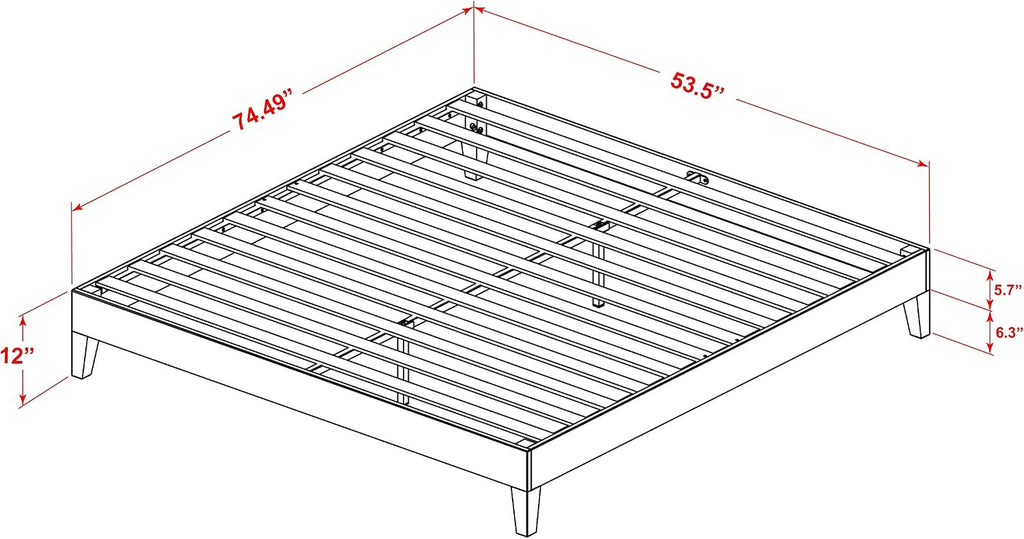 East West Furniture NVP-23-Q Queen Size Platform Bed Frame with 4 Hardwood Legs and 2 Extra Center Legs - Oak Finish