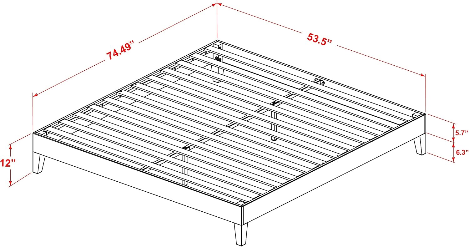 East West Furniture NVP-23-Q Queen Size Platform Bed Frame with 4 Hardwood Legs and 2 Extra Center Legs - Oak Finish