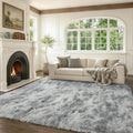 9x12 Ft Extra Large Shag Rugs for Living Room, Tie Dyed Ultra Soft Fluffy Furry Area Rugs for Bedroom Indoor Floor, Aesthetic Carpet for Kids Home Decor (Grey)