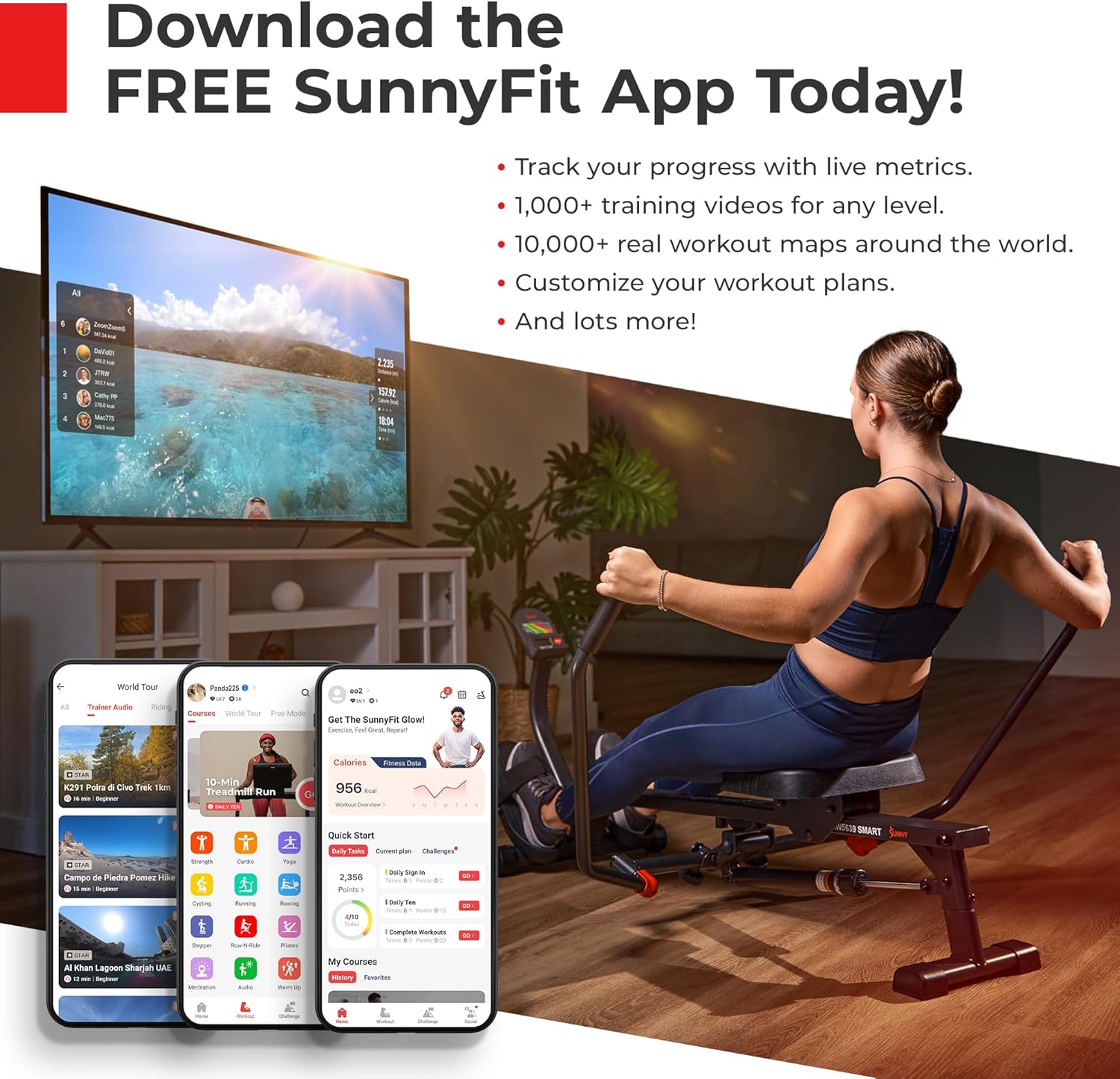 Sunny Health & Fitness Smart Stair Stepper Machine for Home Workouts with Handlebar, Resistance Bands, Bluetooth & SunnyFit App, Space-Saving Low-Impact Cardio Stepper