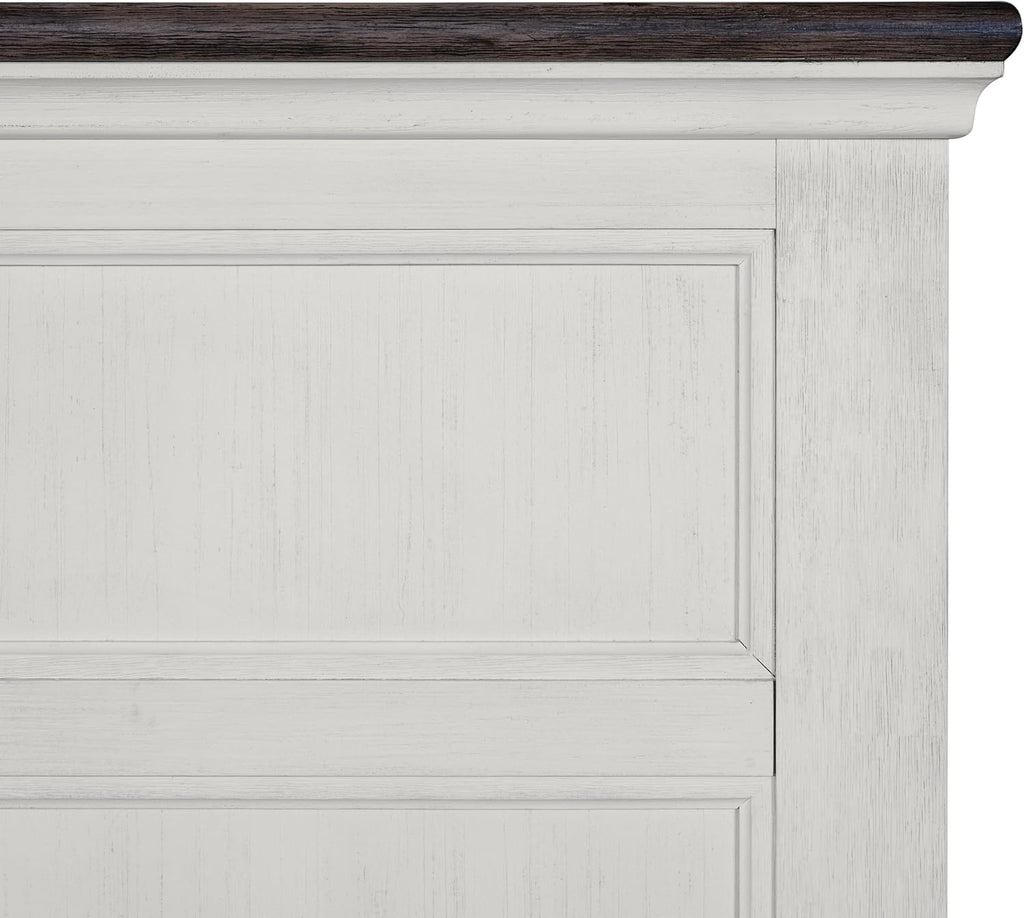 Furniture of America Roden Modern Solid Wood 3-Piece Bedroom Set with Storage Footboard, USB Chargers on Nightstand, Drop Handle Pulls, No Box Spring Needed, King, White