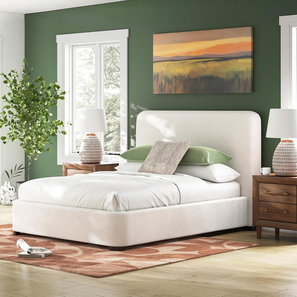 Signature Design by Ashley Brandinlane Casual Queen Upholstered Bed, Foundation/Box Spring Required, Nuvella Cleanable Performance Fabric, 54.63' High, Beige
