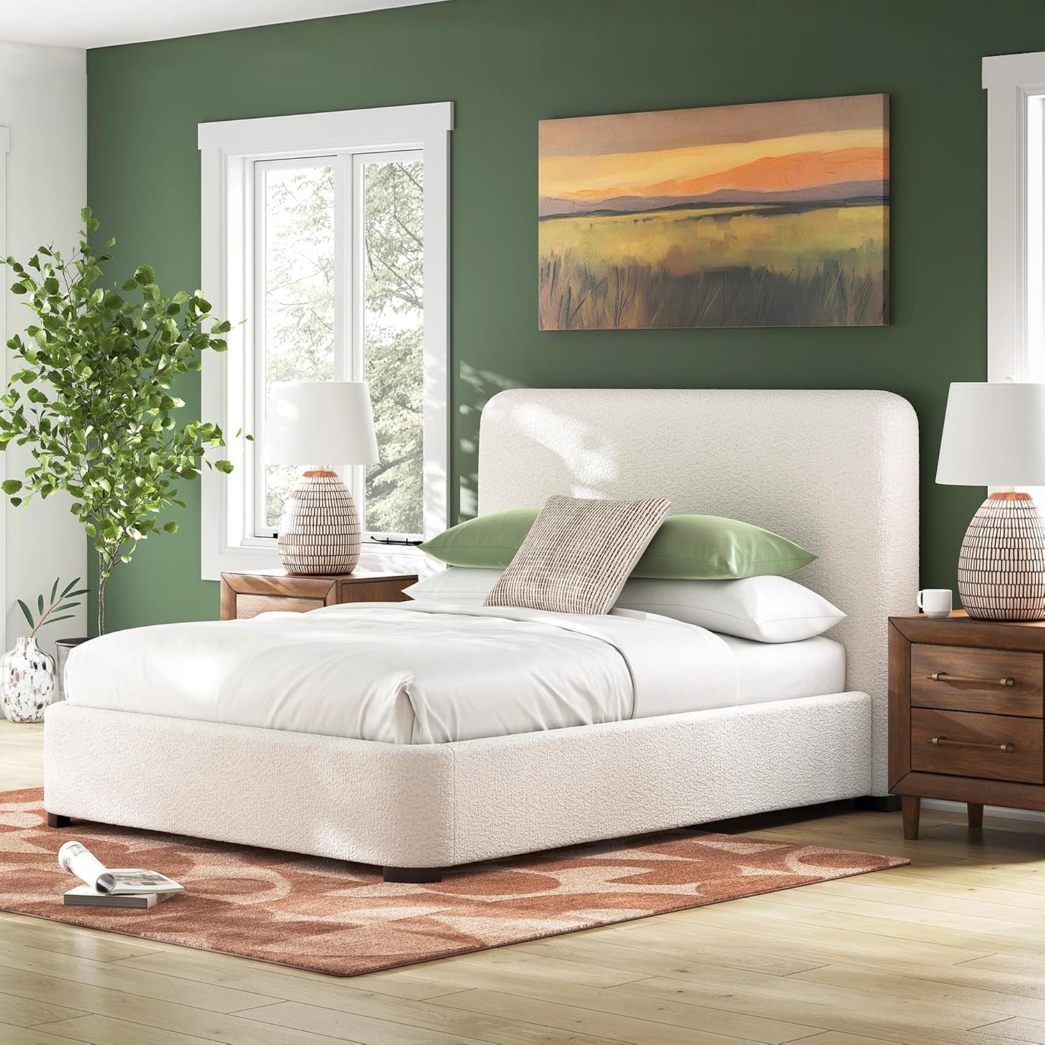 Signature Design by Ashley Brandinlane Casual Queen Upholstered Bed, Foundation/Box Spring Required, Nuvella Cleanable Performance Fabric, 54.63' High, Beige