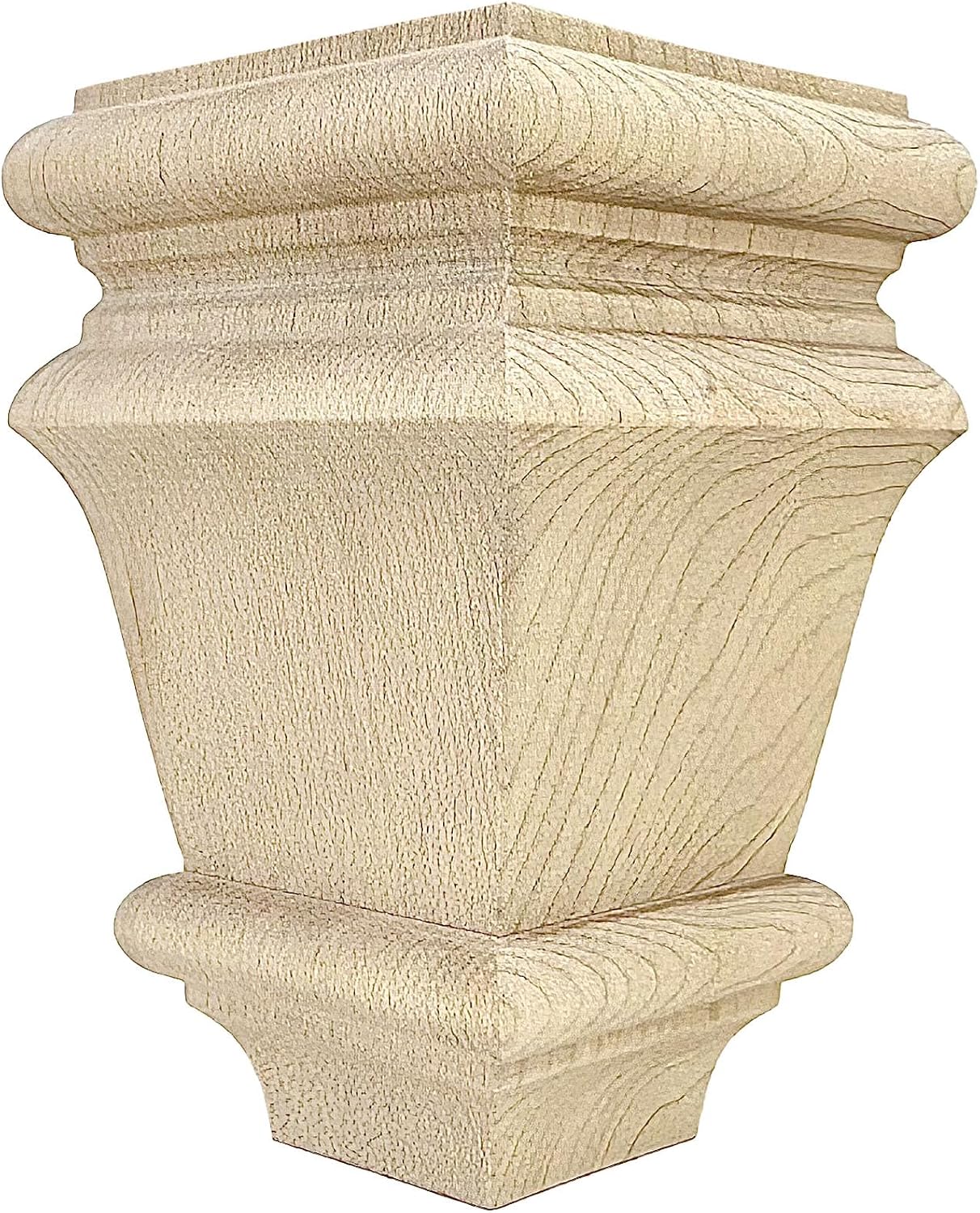 Highland Manor Wood Products Square Baymont Bun Foot - 4 1/2' Tall x 2 7/8' Wide - Unfinished Wooden Furniture Feet for Beds, Sofas, Dressers, and Kitchen Cabinets (Hard Maple) (Set of 4)
