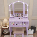 YIXHQ Purple Vanity Makeup Vanity Desk with Lights Vanity for Teen Girls Vanity Set for Teenager Vanity Table with Mirror for Bedroom Vanity Mirror with Lights Girls Desk and Chair