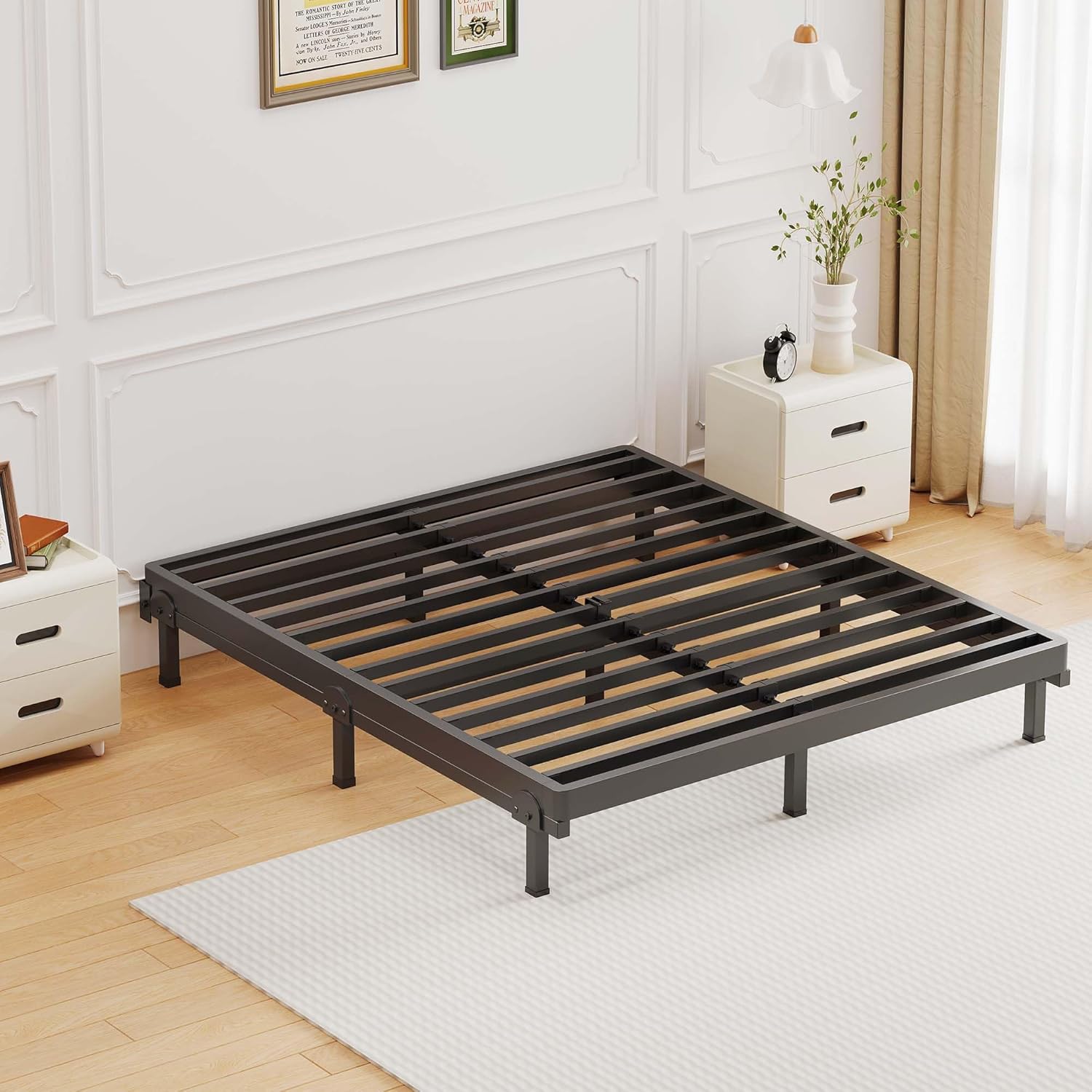 ROIL 2 Inch Full Metal Box Spring Low Profile, Bunkie Board Bed Slat Replacement with Round Corners, 3500 lbs Capacity Heavy Duty Steel Slats, Easy Assembly, Noise Free