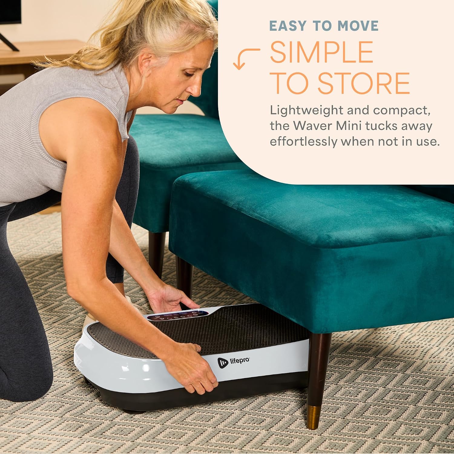 Lifepro Waver Mini Vibration Plate Exercise Machine with Remote & Bands — Compact Whole Body Vibrating Plate for Lymphatic Drainage & Muscle Toning — Shake Machine with 99 Speed Levels & 10 Presets