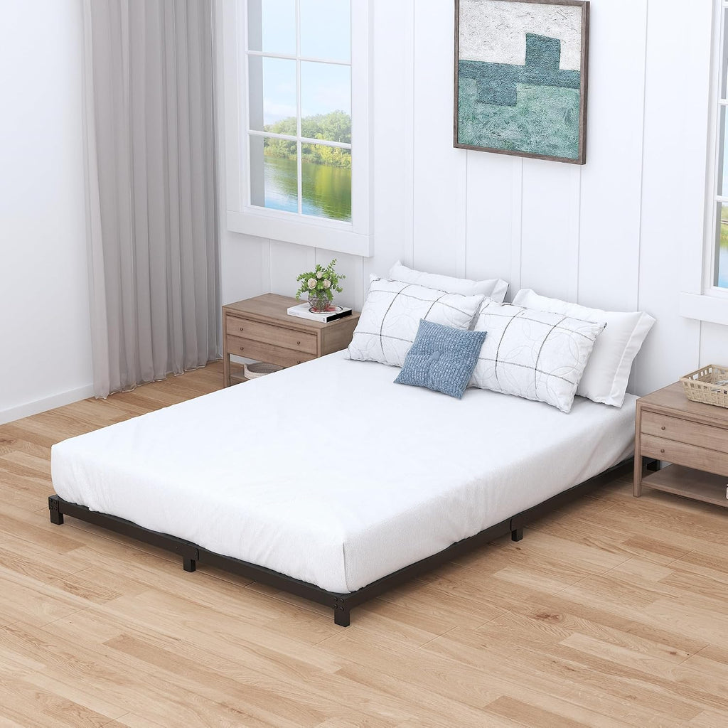 Nailsong 3 Inch Bed Frame King Size Low Profile, King Bed Frame No Box Spring Needed, Heavy Duty Metal, Easy Assembly, Black
